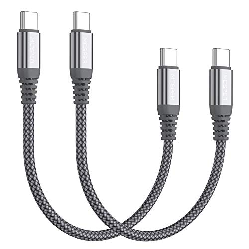 Short USB C to USB C 60W Cable(2 Pack 0.5Ft), Type C Fast Charging Nylon Braided Cord Compatible with iPhone 15 15 Pro/15 Pro Max Android Samsung Galaxy S24/S23/S22/ Ultra,Air 2020, iPad Pro,Google