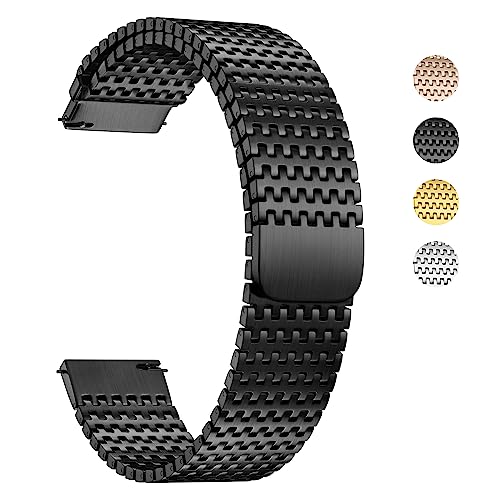 Fullmosa 22mm Stainless Steel Watch Band, Mesh Loop Magnetic Clasp Watch Strap Compatible with Samsung Galaxy Watch 46mm,Galaxy Watch 3 45mm,Gear S3 Frontier/Classic, Black