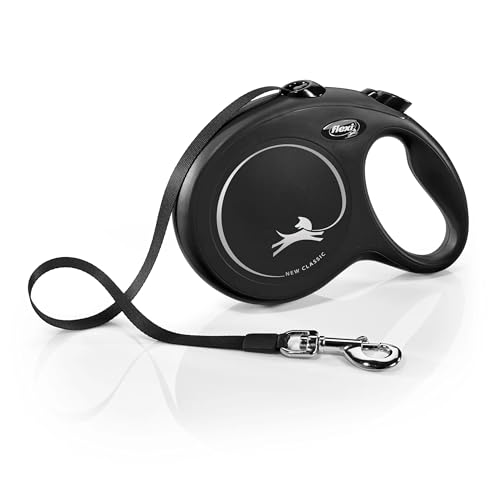 FLEXI New Classic Retractable Dog Leash (Tape) 26 feet, Large, Black