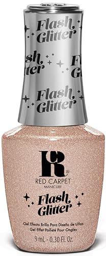 Red Carpet Manicure 'Glisten While I Glow' Flash Glitter Gel Nail Polish with Nude Reflective Glitter, 0.3 Fl Oz