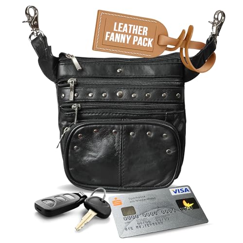 Hip Purse For Women - Leather Leg Purse Thigh Bag by Bayfield Bags - Waist Pack For Women - Our Motorcycle Leg Bag Makes A Great Leather Belt Pouch For Day Trips
