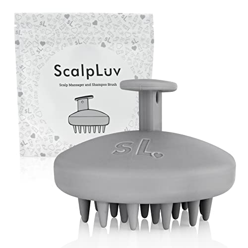 scalpluv | Scalp Massager Hair Brush, 3 in 1 Hair Massager, Exfoliator, Promotes Hair Growth, Dandruff Treatment, Waterproof Shower Scalp Scrubber with Soft Bristles, Shampoo Scrubber (Gray)