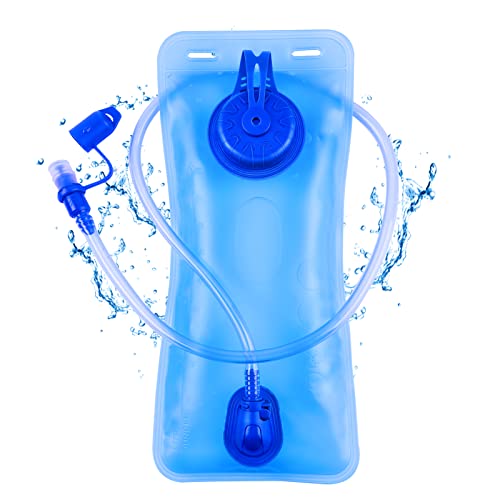 KUYOU Hydration Bladder, 2 Liter Water Bladder Leakproof Water Reservoir Hydration Pack Replacement with Auto Shut-Off Valve for Running Hiking Riding Camping Cycling Fit Most Hydration Pack (Blue)