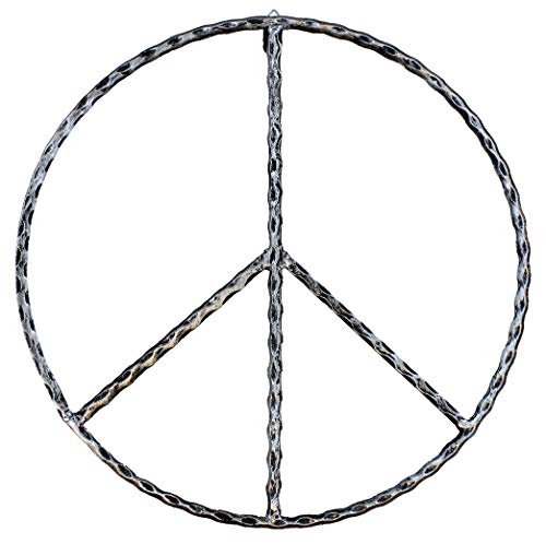 Large Metal Peace Sign Wall Decor Art - 16' Rustic Hippie Plaque