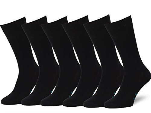 Easton Marlowe Black Dress Socks for Men 6 Pack Classic Cotton - Socks - Reinforced Heel and Toe Black Mens Dress Socks Size 10-13