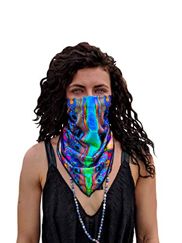 VELU Rave Face Masks (2 in 1) Reversible Bandanas for Dust, Outdoors, Raves, Festivals with microFLEX Filtering Technology (Bubble Girl)