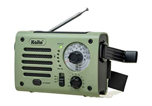 Kaito KA380 Emergency Radio & Portable Bluetooth Speaker – AM/FM NOAA Weather Radio Rechargeable with Solar Panel and Hand Crank