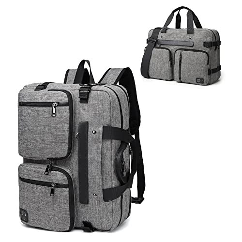 Messenger Bag for Men,Convertible 3 in 1 Laptop Backpack Briefcase Computer Bags Business Work 17 inch Laptop Bag for Men or Women-Grey