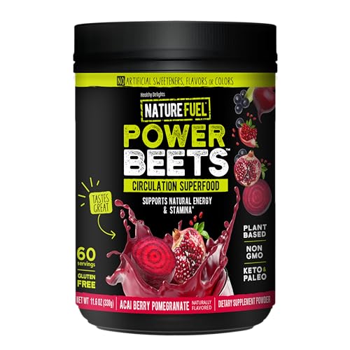 Healthy Delights Nature Fuel Power Beets Powder, Beet Root Powder, Support Natural Energy, Support Healthy Blood Pressure, Beet Juice Powder, Acai Berry Pomegranate, 60 Servings (Packaging May Vary)