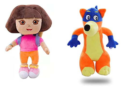2Pcs The Explorer Plush Toy Filling Girl Doll Soft Graphic Anime Plush Toy Gift for Boys and Girls Birthday Children's Day Easter, Dorothy & Dora Stuffed Animals