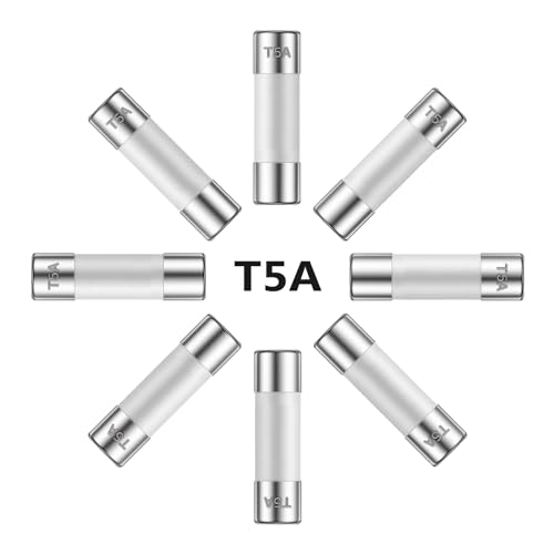 ALLECIN 5A 250V 5x20MM Slow Blow Ceramic Fuses 5 Amp 250 Volt 0.2 x 0.78 Inch Time Delay Tube Fuse T5AL250V (Pack of 10Pcs)