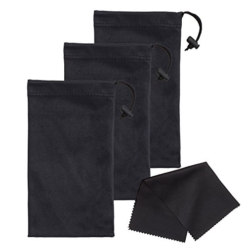 Mamlyn Set of 3 Microfiber Soft Sunglasses Pouches, With Drawstring Closure