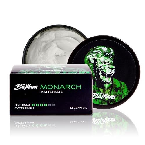 BluMaan Monarch Matte Paste - Clay with Med-High Hold, Adds Texture, Matte Finish - Easy To Apply, Shea Butter For Stronger Hair - 74 ml / 2.5 oz