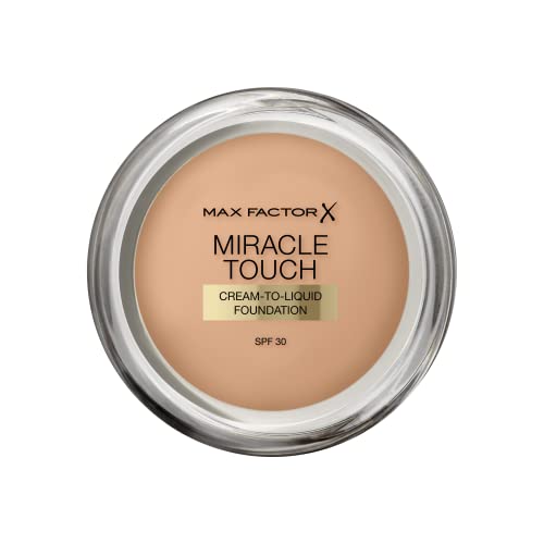 Max Factor Miracle Touch Foundation, New and Improved Formula, SPF 30 and Hyaluronic Acid, 60 Sand