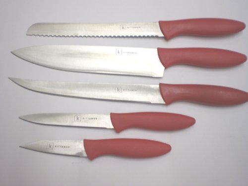 Kittamor 6 Knife Set with Red Wooden Block