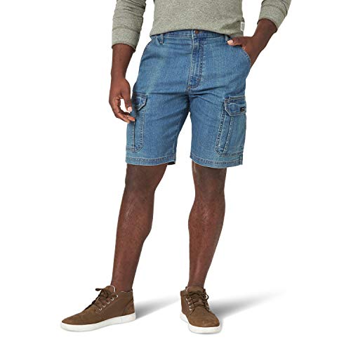 Wrangler Authentics mens Classic Stretch Cargo Shorts, Medium Tint Denim, 34 US