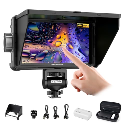 VILTROX DC-550 Touch Screen DSLR Camera Field Monitor 1200 Nits High-Bright 5.5 inch DSLR Camera Monitor with Sunshade Hood/Battery 3D LUT HDR 4K HDMI in and Out Exposure Focus Assist Waveform Monitor
