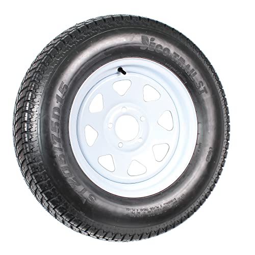 Trailer Tire On Rim ST205/75D15 F78-15 205/75-15 LRC 5 Lug Wheel White Spoke - 2 Year Warranty w/Free Roadside