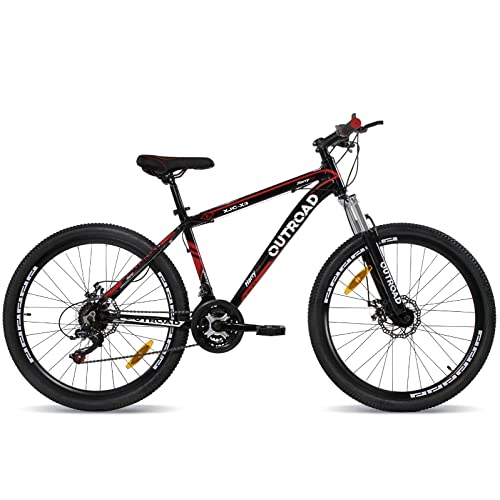 Outroad 26 Inch Mountain Bike, 21-Speed/High-Carbon Steel/Aviation Grade Frame, Dual Disc/V Brake, Adjustable Ergonomic Seat Bycycle for Men Women Adult, Quick Assembly in 20 Minutes