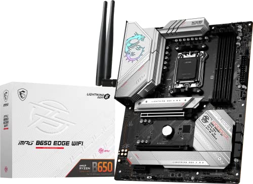 MSI MPG B650 Edge WiFi Gaming Motherboard (AMD Ryzen 8000/7000, AM5, ATX, DDR5, PCIe 4.0, M.2, SATA 6Gb/s, USB 3.2 Gen 2, HDMI/DP, Wi-Fi 6E, Bluetooth 5.3, ATX)