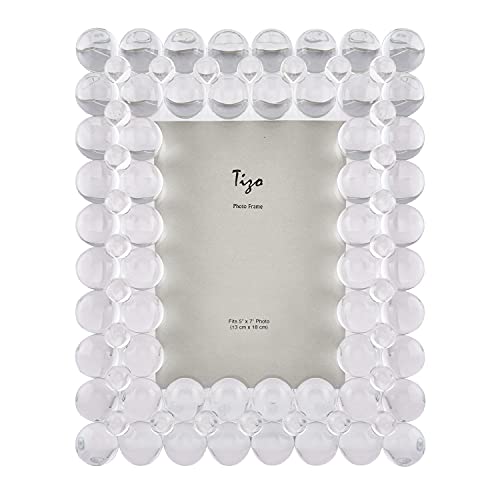 TIZO Design 5x7 Crystal Clear Glass Picture Frame, Boutique Quality Photo Frame (Bubbles)