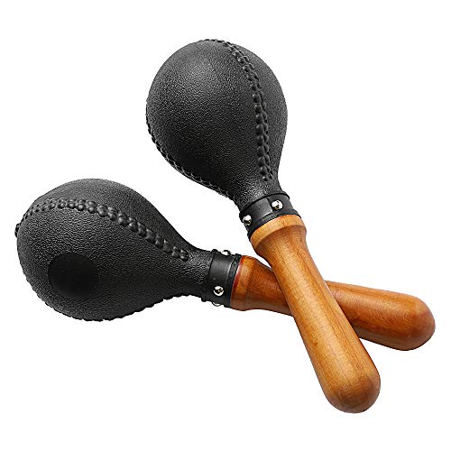 Percussion Maracas Pair of Shakers Rattles Sand Hammer Percussion Instrument with ABS Plastic Shells and Wooden Handles for Live Performances and Recording Sessions