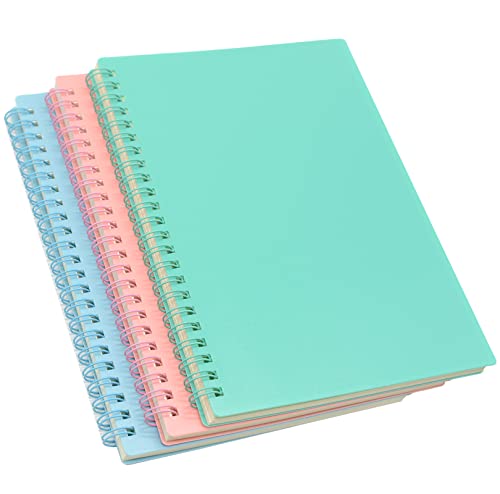 Yansanido Spiral Notebook, 3 Pcs A5 Thick Plastic Hardcover 8mm Ruled 3 Color 80 Sheets -160 Pages Journals for Study and Notes (Light Pink,Light Green,Light Blue, A5 5.7' x 8.3'-Ruled)