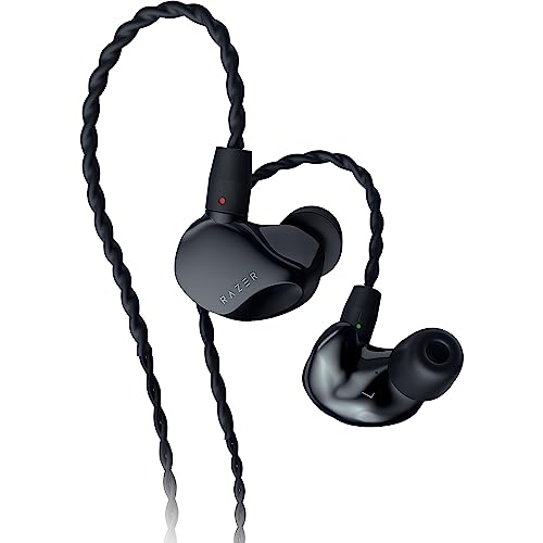 Razer Moray in-Ear Monitor for All-Day Streaming: Clear, Full-Range Audio - Comfortable Fit - Low Profile Design - Sound Isolating Earbuds - Detachable Over-Ear Wire - Custom Ear Tips & Case - Black