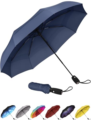 Repel Travel Umbrella: Windproof Travel Umbrella and Compact Mini - Ideal for Car, Golf, and On-the-Go. Small Travel Umbrella Compact Mini, Windproof and Strong - Navy Blue
