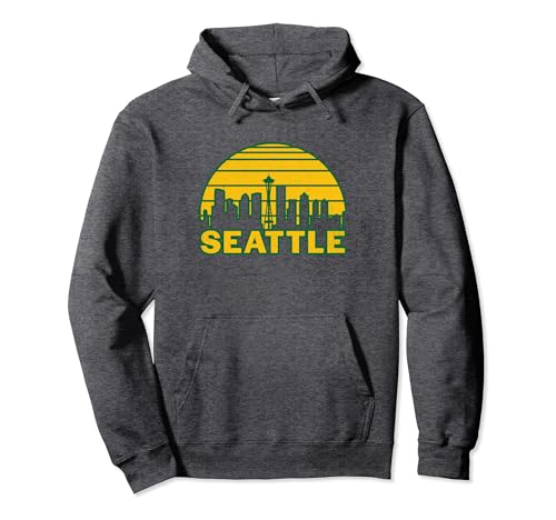 Vintage Seattle Washington Cityscape Retro Pullover Hoodie