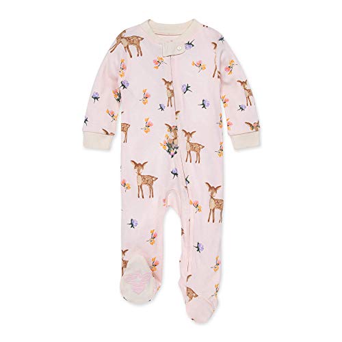 Burt's Bees Baby baby girls Play Pjs, 100% Organic Cotton One-piece Romper Jumpsuit Zip Front Pajamas and Toddler Sleepers, Sweet Doe, 9 Months US