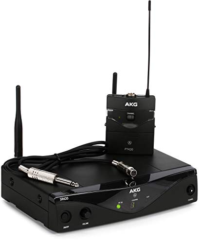 AKG Pro Audio WMS420 Instrumental Set Band A Wireless Microphone System with SR420 Stationary Receiver, P420 Pocket Transmitter, and 1/4 Inch Instrument Cable