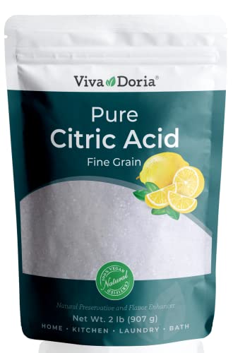 Viva Doria 100% Pure Citric Acid, Food Grade, Fine Grain, 2 lb (907 g)