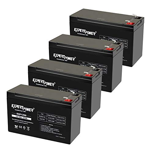 ExpertPower  12v 9ah Sealed Lead Acid Battery with F2 Terminals (.250') / 4 Pack