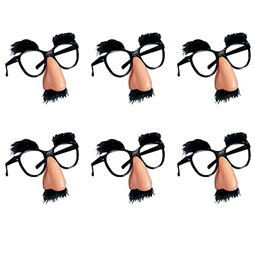 PPXMEEUDC 6 PCS Disguise Glasses with Funny Nose with Eyebrows and Mustache Perfect Party Favors for Costume Halloween and Birthday Parties