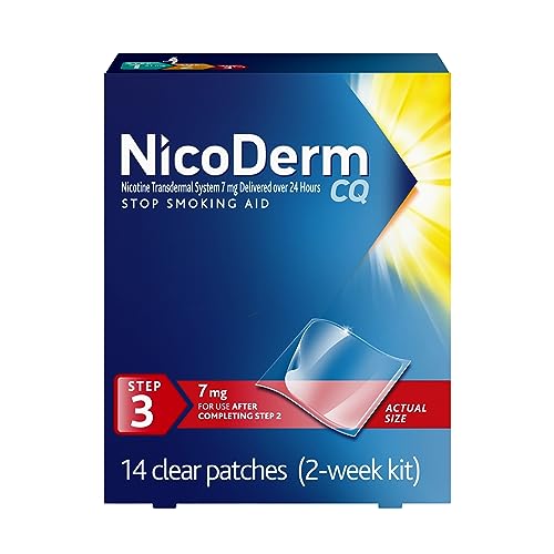 NicoDerm CQ 7mg Step 3 Nicotine Patches to Help Quit Smoking - Stop Smoking Aid, 14 Count