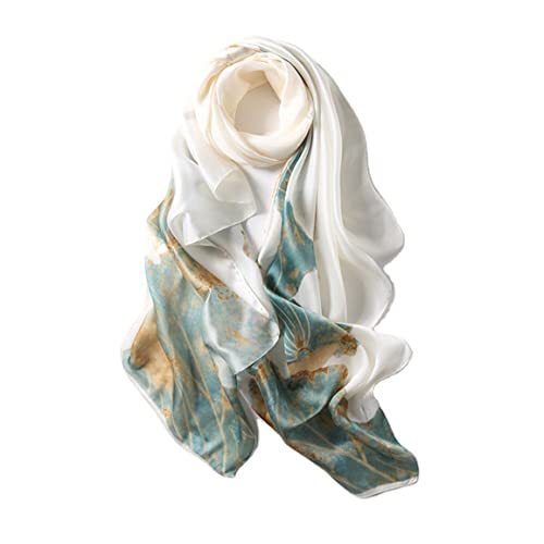 Myneiyi Fashion Scarves Scarf 100% Silk Feeling Scarf Silk Like Scarves Long Lightweight Sunscreen Shawls for Women