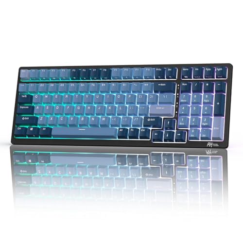 RK ROYAL KLUDGE RK98 Mechanical Gaming Keyboard Triple Mode 2.4G/BT5.1/USB-C 100 Keys Hot Swappable Linear Red Switches with Number Pad RGB Backlit 3750mAh Battery NKRO Keyboard Ergonomic Design