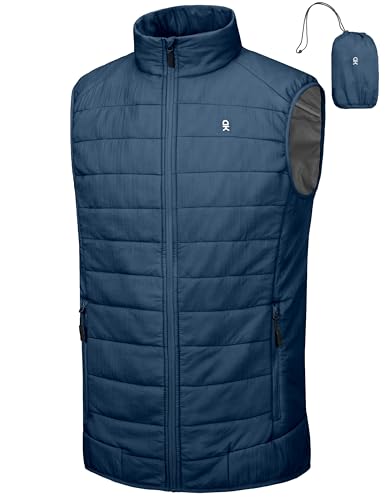 Little Donkey Andy Men's Lightweight Puffer Vest, Packable Sleeveless Jacket for Hiking Ski Walking Blue S