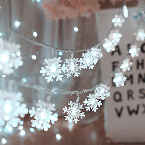 MILEXING Christmas Lights, Snowflake String Lights 19.6 ft 40 LED Fairy Lights Battery Operated Waterproof for Xmas Garden Patio Bedroom Party Decor Indoor Outdoor Celebration Lighting