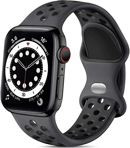 Lerobo Compatible with Apple Watch Band 44mm 45mm 42mm 49mm Women Men,Soft Silicone Breathable Replacement Sport Bands Compatible for Apple Watch Ultra 2 Band SE iWatch Series 9 8 7 6 5 4 3 2 1 Black