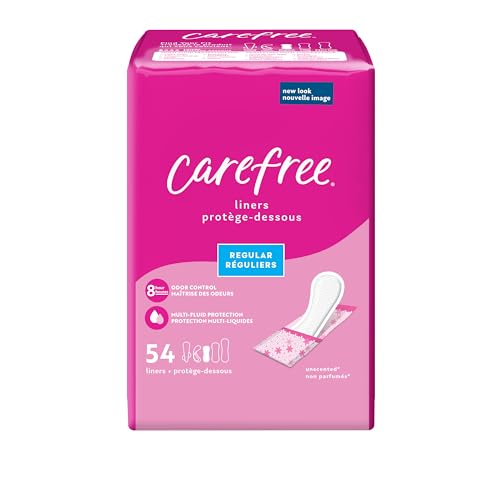 Carefree Panty Liners, Regular Liners, Wrapped, Unscented, 54ct (Packaging May Vary)