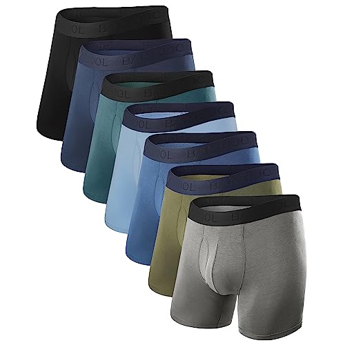 BAMBOO COOL Men's Underwear Boxer Briefs Soft Breathable Performance Underwear for Men L 7 Pack