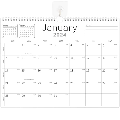 BHR Wall Calendar -Calendar 2024-2025 from Jan. 2024 to Jun. 2025 18 Months Calendar 14.7 inch×11 inch Thick Paper with Julian Dates and Block for New Year and Christmas Gifts(White)
