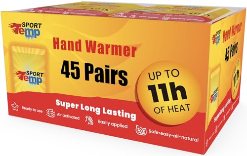 Odorless Hot Hand Warmer (45 Pairs) - Up to 11 Hours of Heat, Super Long Lasting - Easy, All Natural - Air Activated, for Body& Toes - Sport Temp