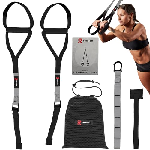 Suspension Trainer & Suspension Straps for Exercise - Adjustable Workout Straps for Men & Women with Door Anchor - Durable Home Resistance Training Kit for Suspension Full Body Workout with Manual
