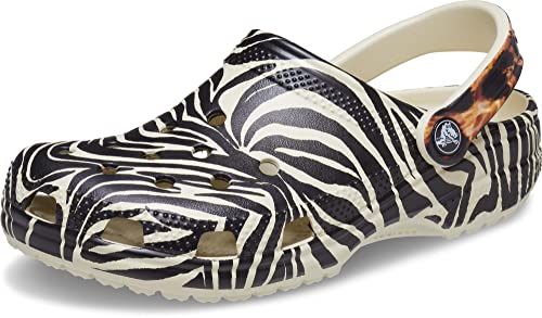Crocs Unisex-Adult Classic Animal Print Clogs | Zebra and Leopard Shoes, Bone/Multi Animal, 6 Men/8 Women