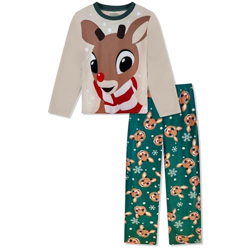 Komar Kids Rudolph The Red Nosed Reindeer Pajamas 2-Piece Matching Set - Cozy Christmas PJs Loungewear for Toddlers & Big Kid Boys Girls