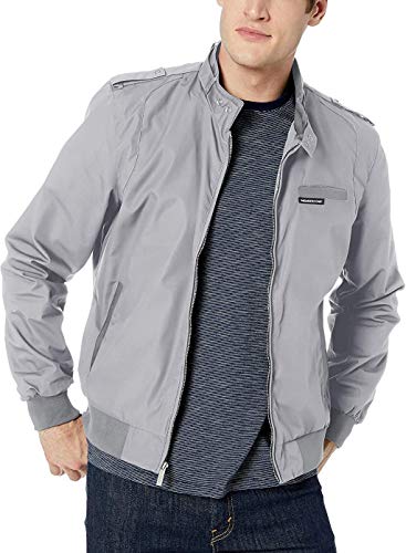 Members Only Men's Classic Iconic Racer, Slim Fit Jacket (Grey, Large)