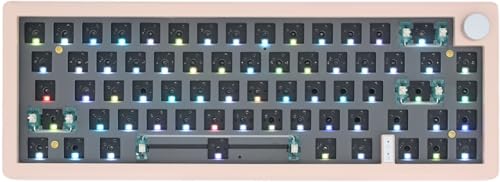 Cmokifuly GMK67 65% Mechanical Keyboard Kit Tri-Mode South-Facing RGB LED Gaming Keyboard for 3/5pin Switches,66 Keys+1 Knob Hotswap Socket PCB Gasket Mounted Plate DIY Keyboard Kit (Pink)